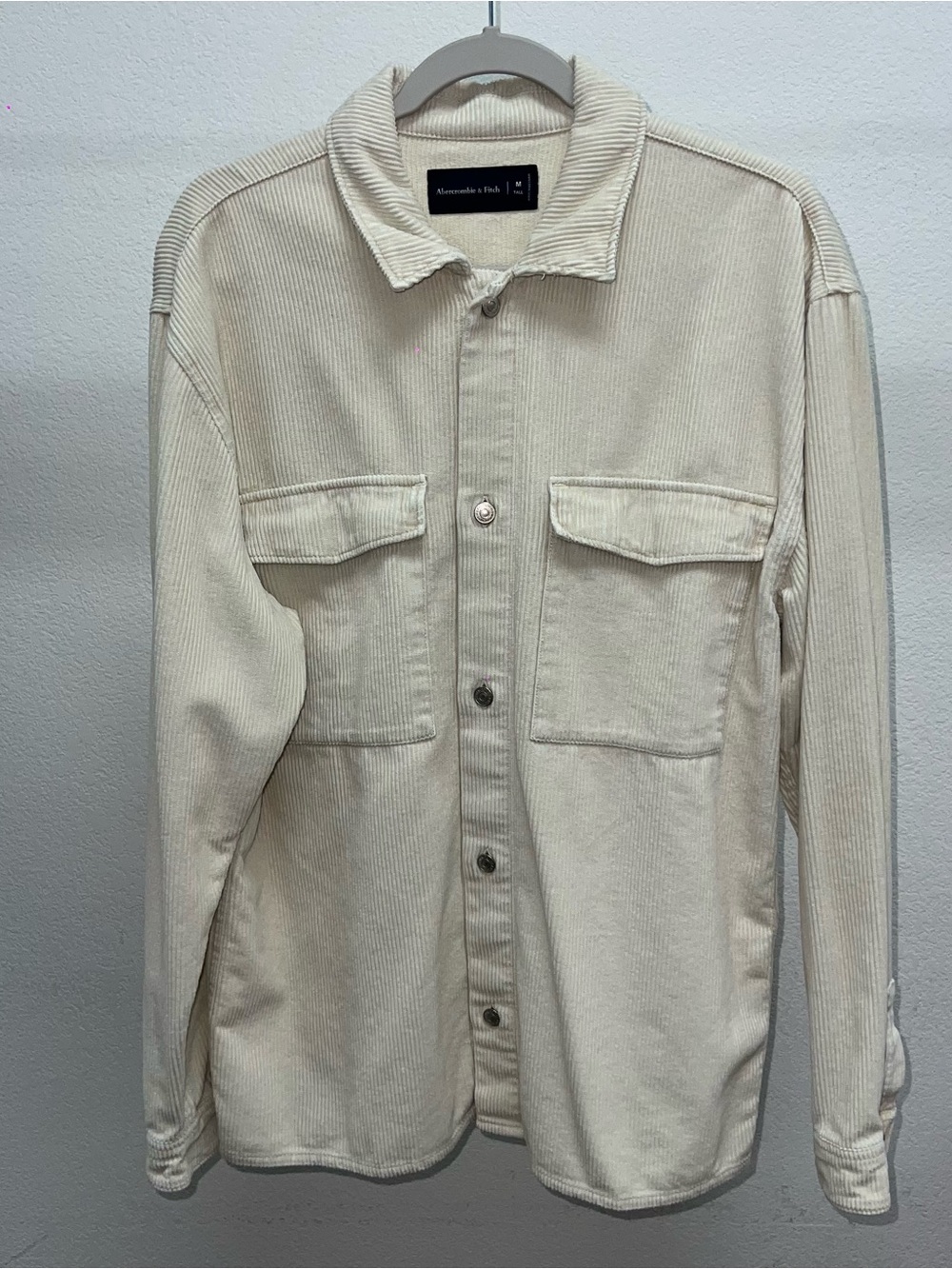 Abercrombie & Fitch Men's Cream Corduroy Overshirt